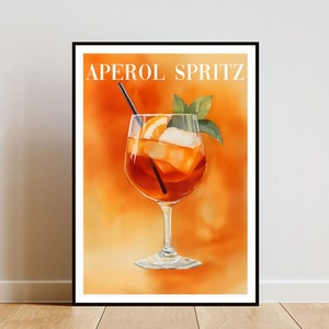 Aperol Spritz Poster, Kitchen Print, Alcohol Wall Art, Cocktail Print, Aperol Spritz Cocktail Print, Kitchen Poster, Cocktail Bar Poster