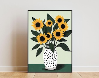 Sunflower Poster, Sunflower Print, Botanical Print, Flower Print, Flower Poster, Tropical Poster, Boho Print, Sunflower Wall Art, Flower Art