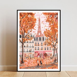 Póster de París, Impresión de la Torre Eiffel, Arte mural de Francia, Póster de viaje, Impresión parisina, París, Francia, Arte mural de París, Póster de otoño, Impresión de París