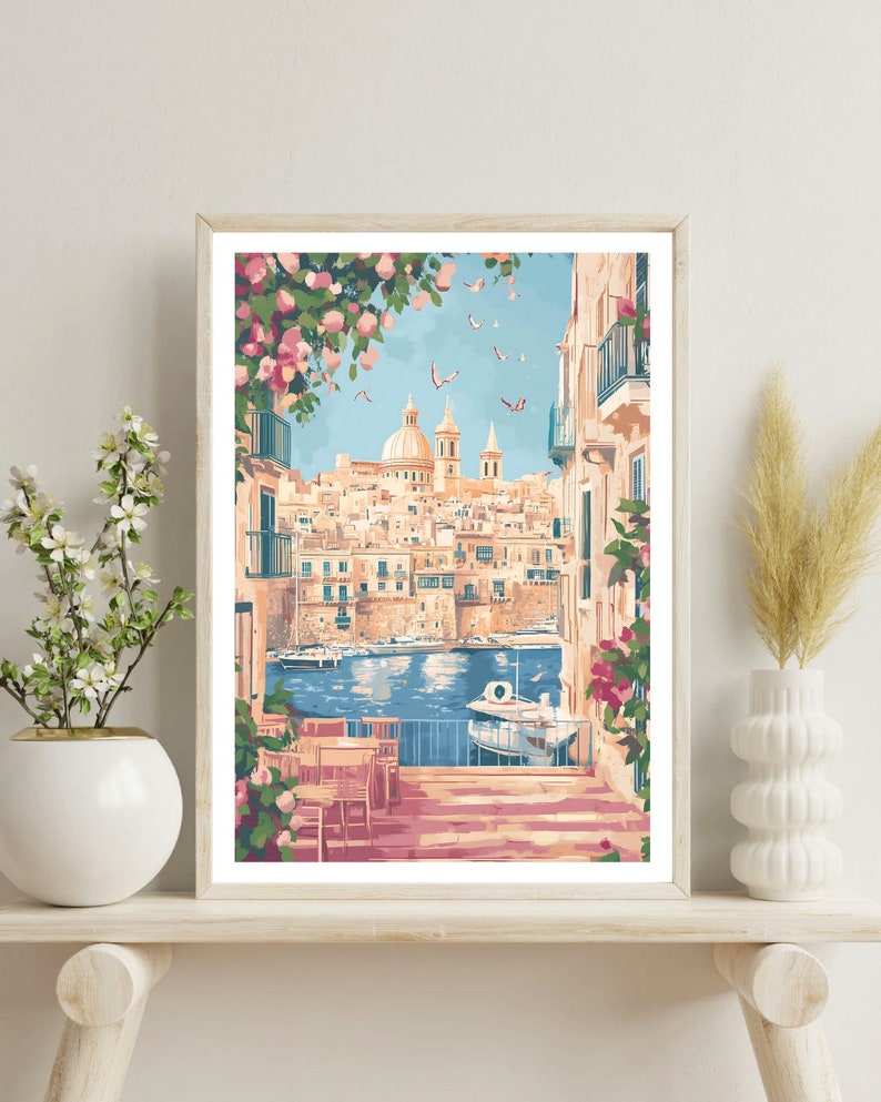 Valletta Poster, Valletta Print, Valletta Wall Art, Travel Poster, Malta Print, Valletta Malta Poster, Malta Poster, Malta Wall Art image 2