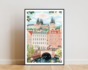 Prague Poster, Czechia Print, Czech Republic Wall Art, Travel Poster, Czech Republic Print, Prague Czechia, Charles Bridge Print, Pastel Art