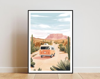 Campervan Poster, Campervan Print, Campervan Wall Art, Travel Poster, Car Print, Car Poster, Living Room Poster, Caravan Poster, Car Art
