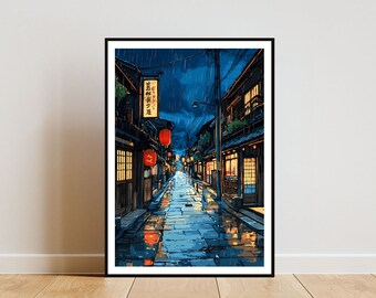Póster callejero japonés, impresión japonesa, arte mural de anime, póster de arte de anime japonés, impresión de anime, póster japonés, arte de anime japonés retro
