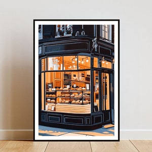 Patisserie Painting, Retro Poster, Coffee Print, Coffee Wall Art, Vintage Art Poster, Cafe Shop Print, French Bakery Poster, Bakery Poster