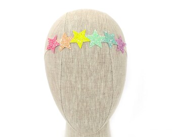 Rainbow Glitter Star Headband