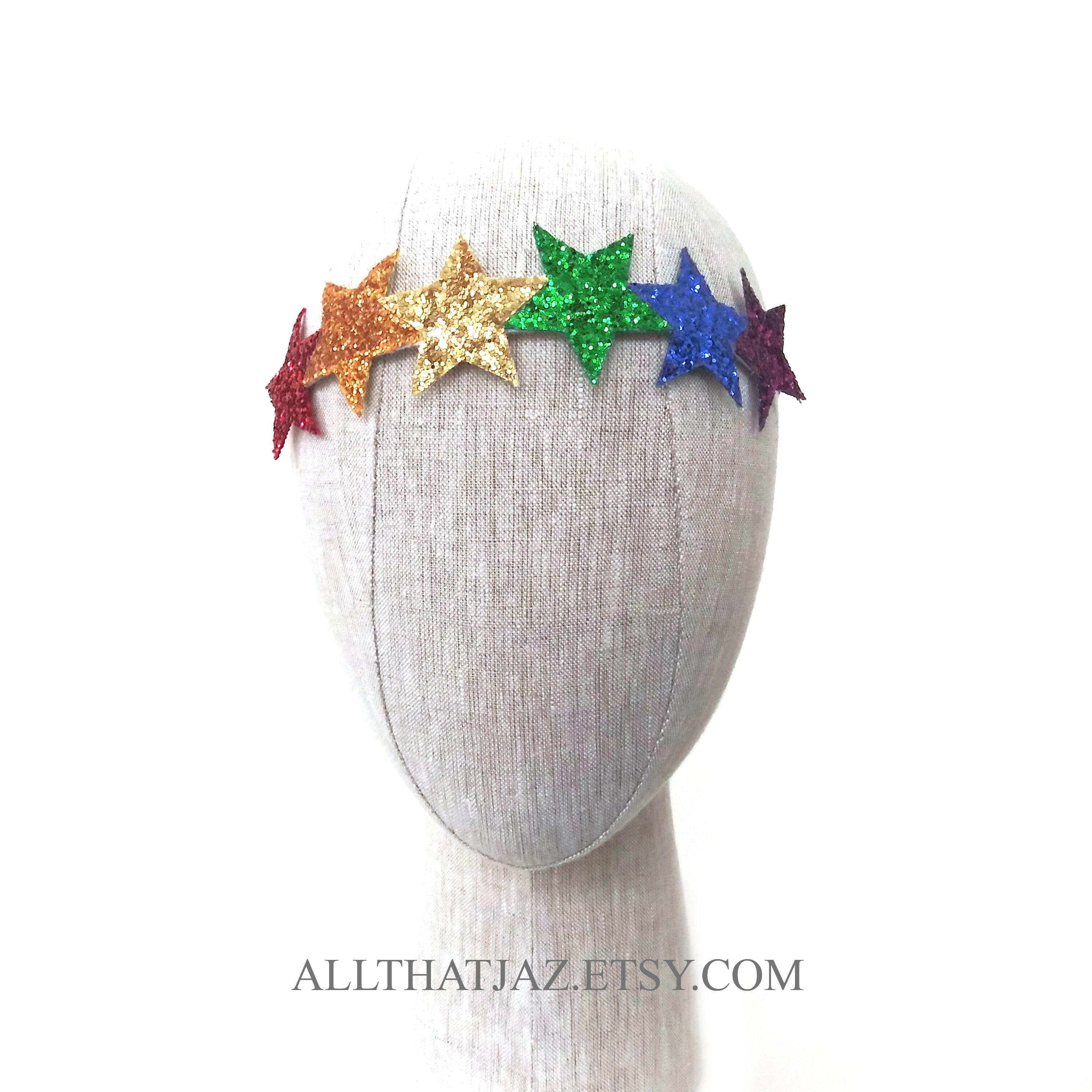 Rainbow Glitter Star Headband