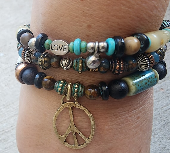 Peace & Love Charm with Hot Pink Jade Beads Charity Bracelet – HELP by TJ