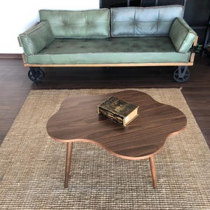 Walnut Coffee Table Mid Century Modern, Walnut Wood Coffee Table, Unique Coffee Table for Living Room