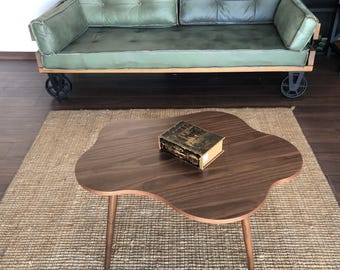 Walnut Coffee Table Mid Century Modern, Walnut Wood Coffee Table, Unique Coffee Table for Living Room