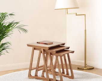 Soffbord i massivt trä, set om 3, modern vardagsrumsdekor