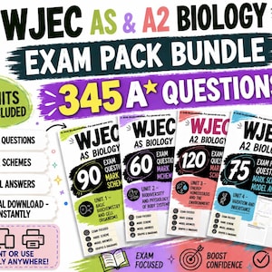 Może przedstawiać: Cyfrowy pakiet edukacyjny do biologii WJEC AS i A2 zawierający 345 pytań egzaminacyjnych w czterech jednostkach. Zestaw zawiera pytania, schematy oceniania i przykładowe odpowiedzi z zakresu biochemii, bioróżnorodności, energii i dziedziczenia.