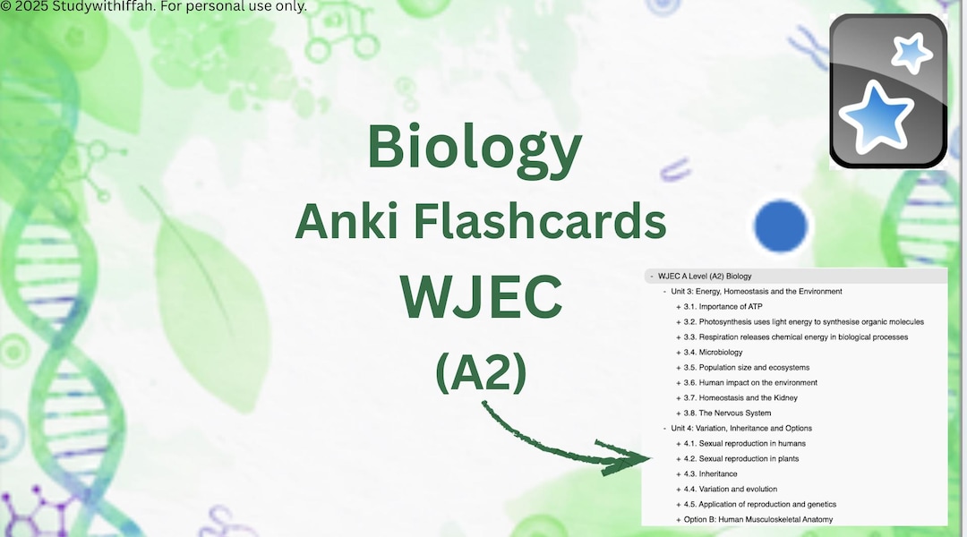 WJEC A2 Biology Anki Flashcards- Updated for 2026 - Etsy