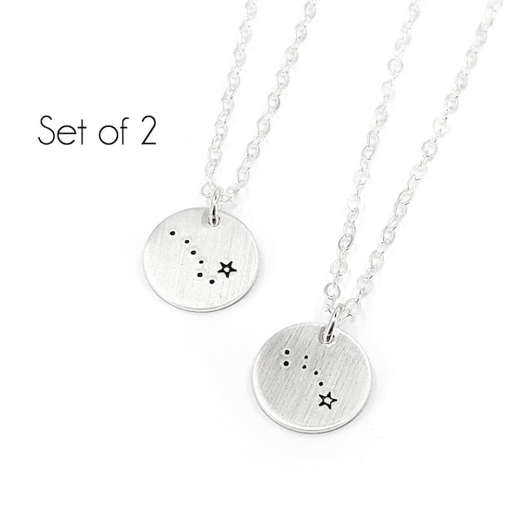 Tiny Sterling Silver Constellation Necklace Set, Ursa Major et Ursa Minor, Gift for Mom, Mothers Day, Big Dipper, Little Dipper