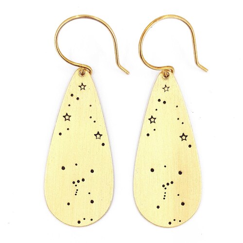 Orion Earrings Constellation Jewelry Brass Teardrop Etsy