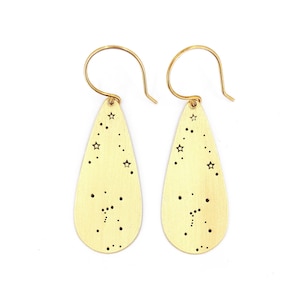 Orion Earrings, Constellation Jewelry, Brass Teardrop Earrings, Stars, Gift for Her