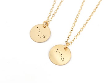 Tiny Gold Constellation Necklace - Personalized Zodiac Charm - 14/20k gold-filled - Birthday Gift - Astronomy
