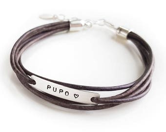 PUPO Bracelet, IVF Jewelry, Leather Wrap Style Bracelet, Infertility Jewelry, Faux Wrap Bracelet, Sterling Silver, IVF Gift, Inspirational