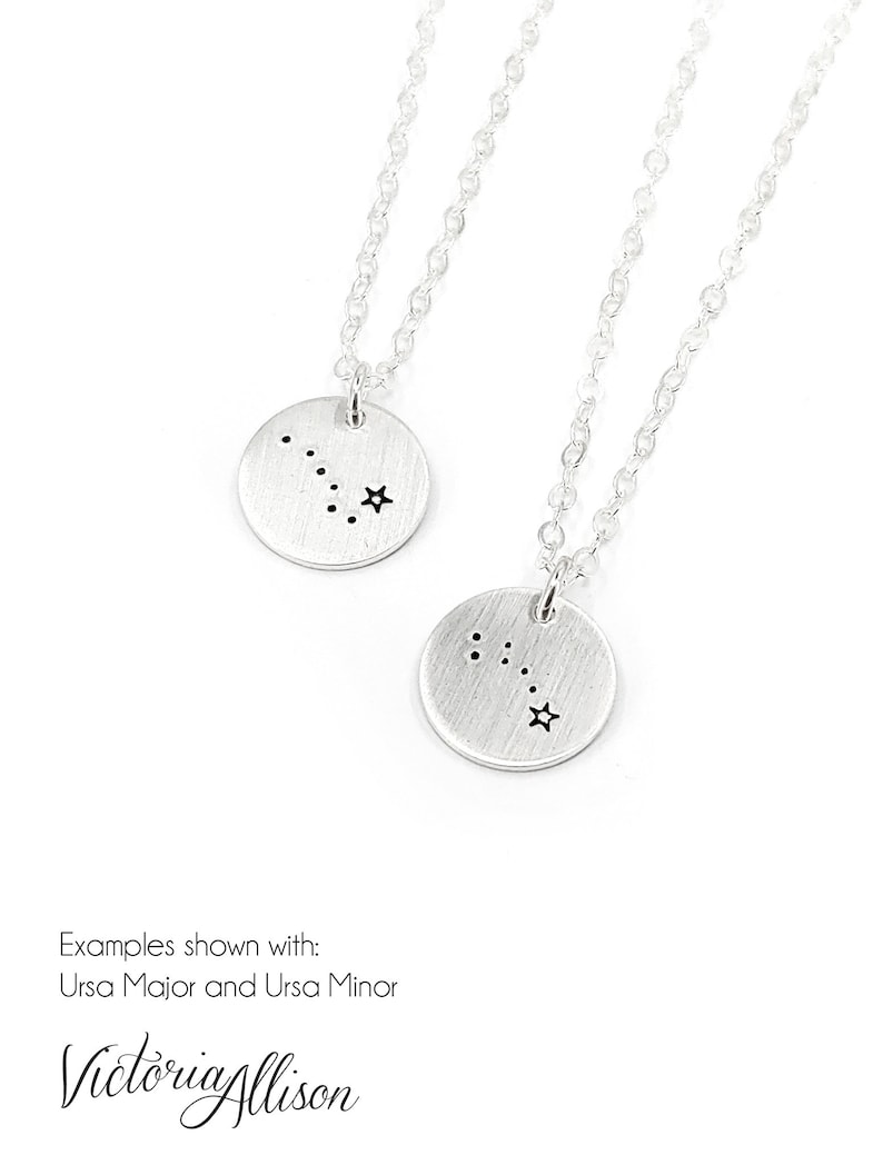 Tiny Constellation Necklace Silver or Gold Personalized Zodiac Charm Birthday Gift Astronomy image 2