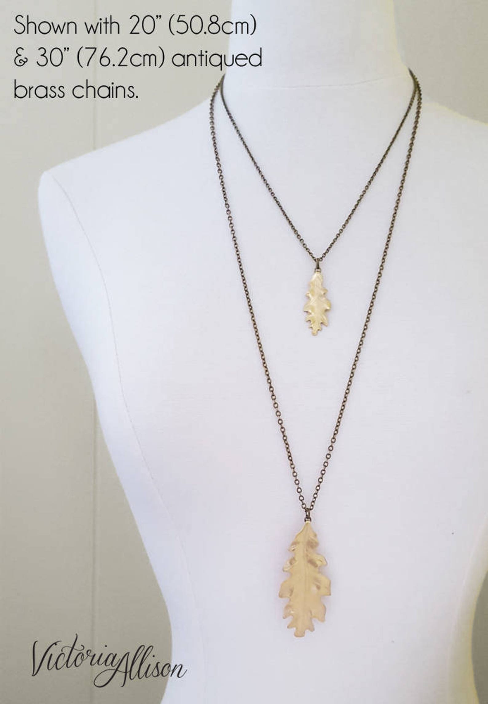 40’s Brass Leaf Necklace 15 Inches