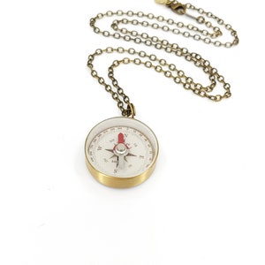 Small Working Compass Necklace with Personalized Constellation, Zodiac Jewelry, Brass Compass, Birthday Gift, image 4