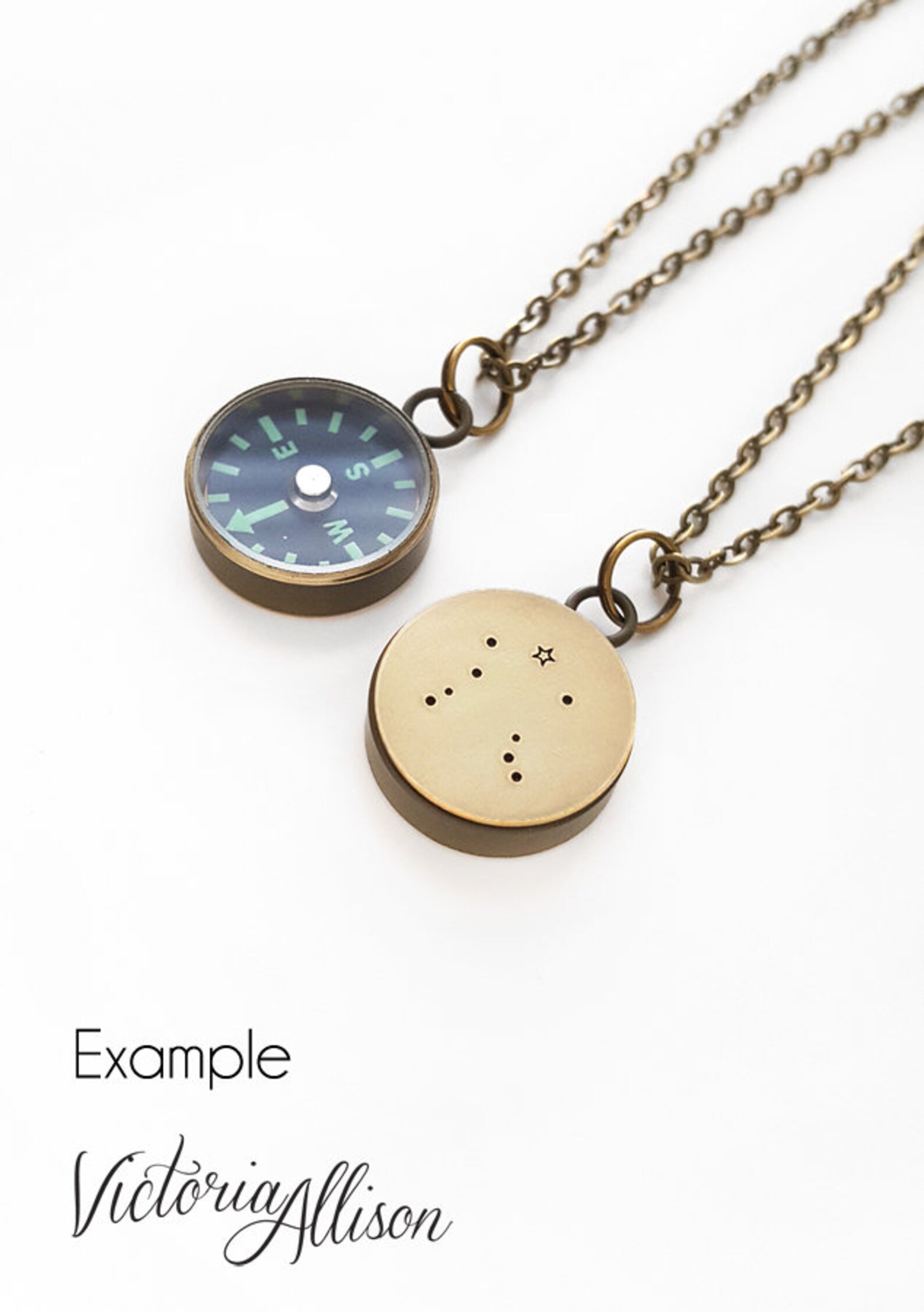 Small Working Compass Necklace with Personalized Etsy