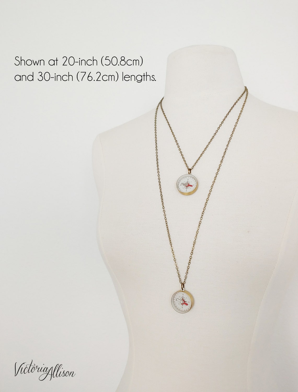 Small Working Compass Necklace With Personalized Etsy