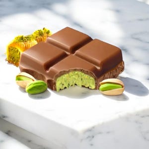 Dubai Pistachio Chocolate Bar: Kunafa Cream, Handmade in Istanbul