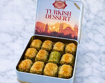 Turkish Baklava, Handmade Special Pistachio Baklava Gift Box, Authentic Taste