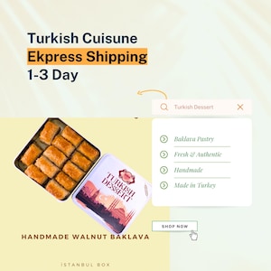 Premium Turkish Baklava Walnut Tin Box, Handmade Turkish Dessert, Layered & Rich in Flavor, Authentic Middle Eastern Sweet Gift Box, Dessert