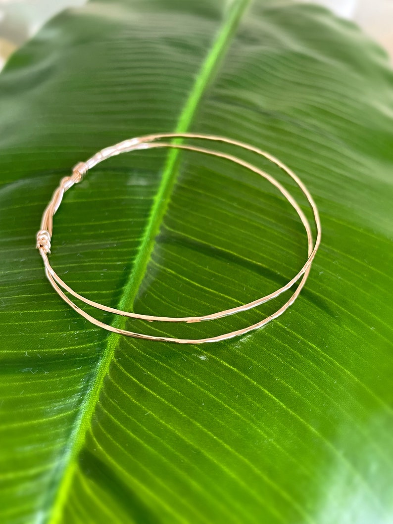 Gold double bangle, handmade bangle, gold fill bangle, wire wrapped bangle, gold bracelet, hammered bangle, double wrap bangle, wrap bangle image 2