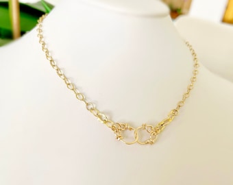 Mini Handcuff Necklace, Chain Necklace, 14kt Gold Fill Chain Necklace, Hammered Chain Necklace, Mini Gold Cuff Pendant Necklace,