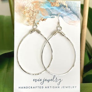Silver teardrop hoop earrings, delicate thin silver hoops, minimalist hoops, small hoops,medium hoops,large hoops sterling silver hoops