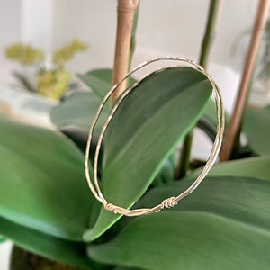 Gold double bangle, handmade bangle, gold fill bangle, wire wrapped bangle, gold bracelet, hammered bangle, double wrap bangle, wrap bangle image 6