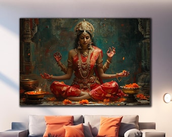 Lakshmi Wall Decor, Tempered Glass Wall Art, Glass Printing, Glass Wall Art Large, Hindu God Wall Art, Goddess Wall Art, Lakshmi Wall Art