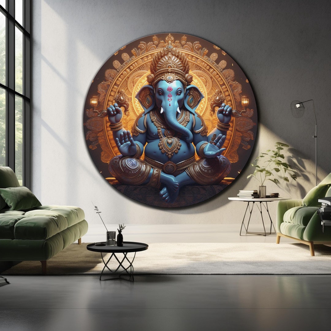 Ganesh Wall Art, Tempered Glass Wall Art, Glass Printing, Large Glass ...