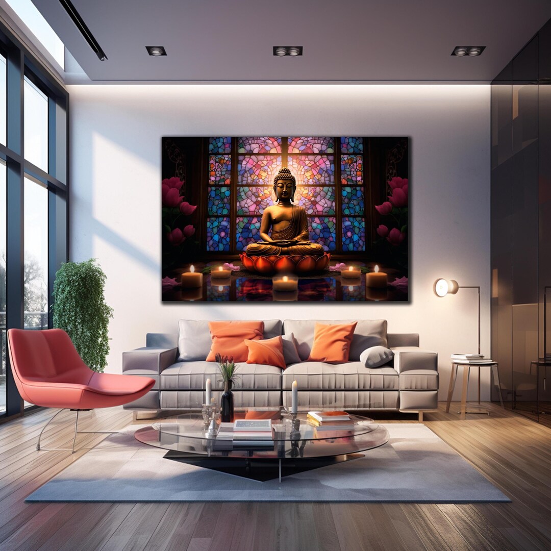 Buddha Wall Art-tempered Glass Wall Art-stained Glass Print-large Wall ...