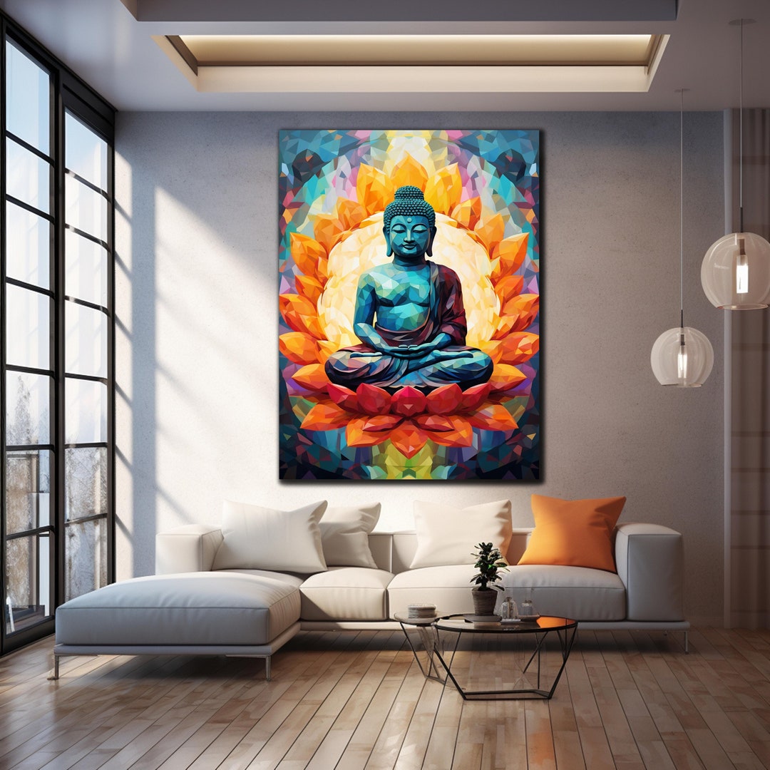 Tempered Glass Wall Art-buddha Wall Art-stained Glass Print-large Wall ...