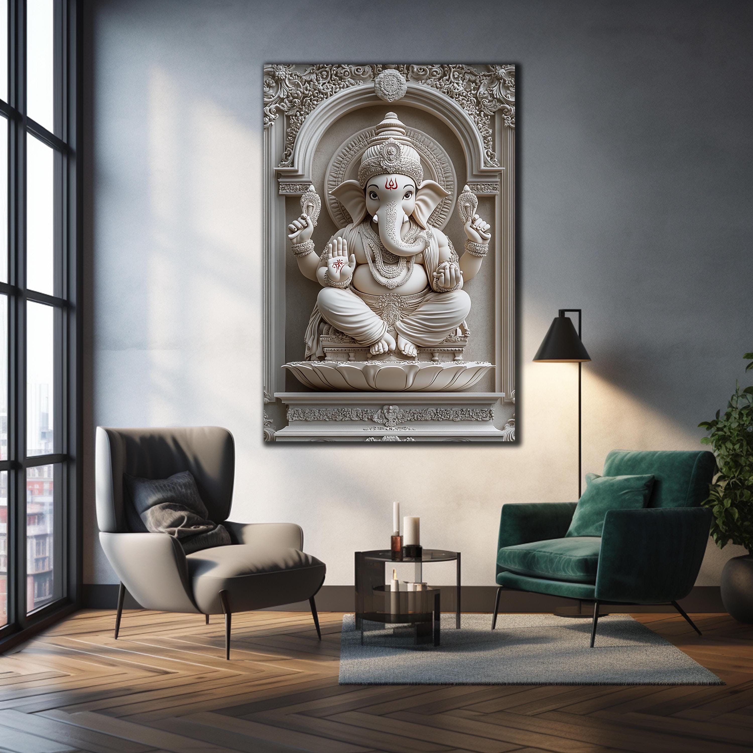 Ganesha Wall Art-Tempered Glass Wall Art-Glass Printing-Large Glass Wall Art-Custom Photo Glass-Abstract Glass Print-Ganesha Wall Decor