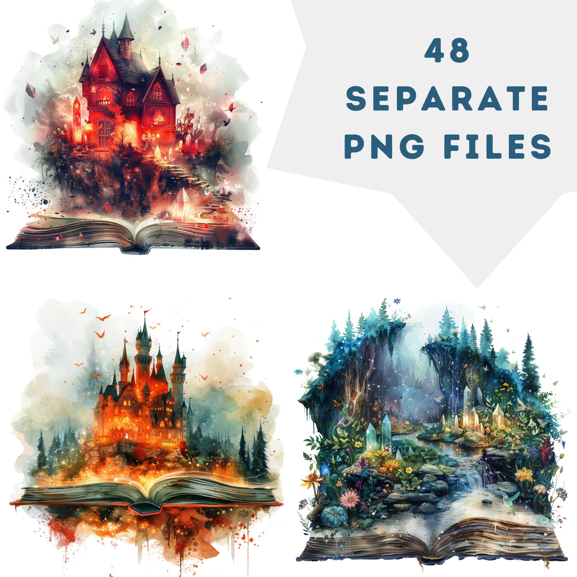 48 PNG, Watercolor Fantasy Books Clipart, Fantasy Graphics, Fairytale ...