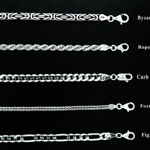 925 Sterling Silver Chain Necklace for Men Figaro Curb Cuban Foxtail Rope Chain Silver Chain for Men Personalized Christmas Gift Her Him