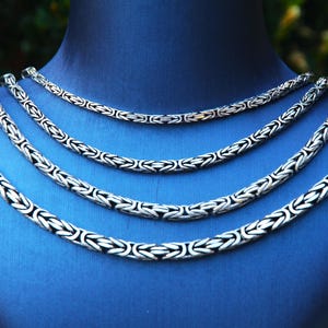 925 Sterling Silver Byzantine Necklace for Men Viking Bali Oxidized Thick Chain Square Chain Necklace Men Christmas Gift for Him Dad