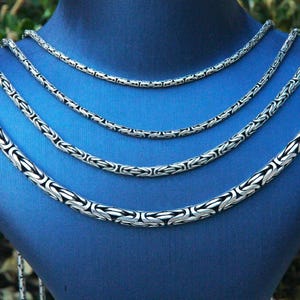 925 Sterling Silver Byzantine Necklace Men White Round Viking Bali Oxidized Thick Chain Necklace Women Christmas Gift for Him Dad Husband