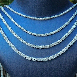 925 Sterling Silver Byzantine Necklace Men Byzantine White Round Necklace Viking Bali Oxidized Thick Chain Women Handmade Christmas Gift Him