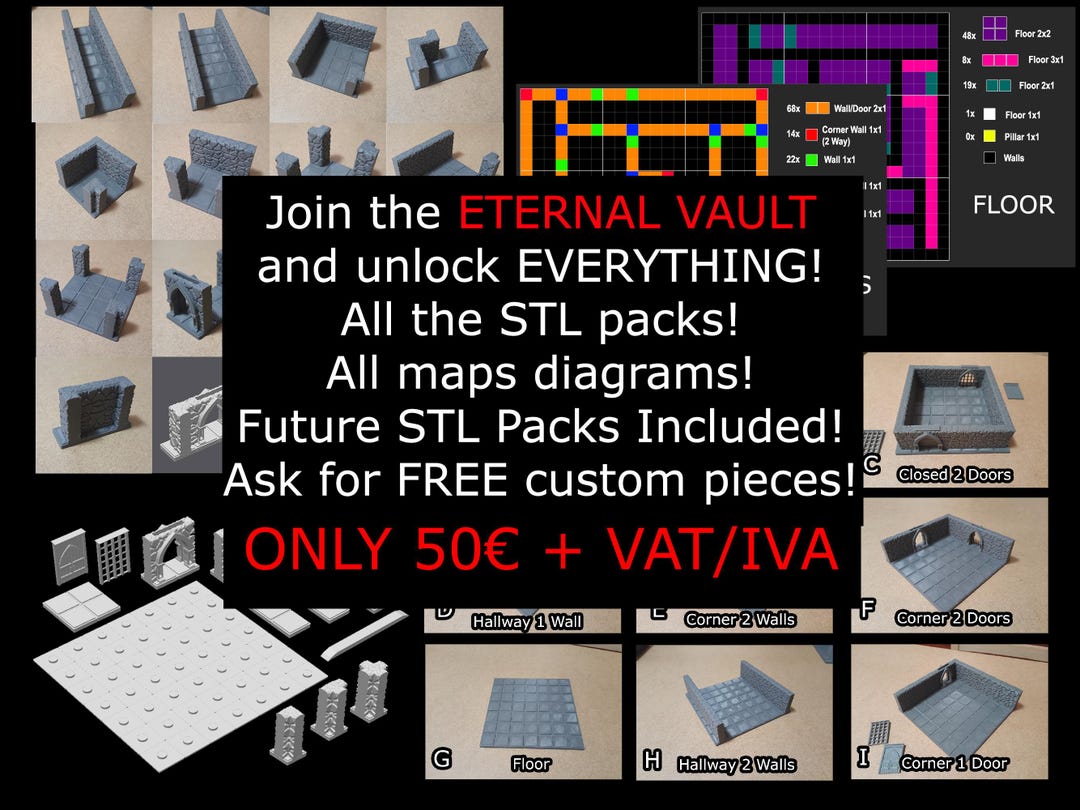 3D Printable Dungeon Tiles Heroquest, D&D, RPG Terrain (digital Files
