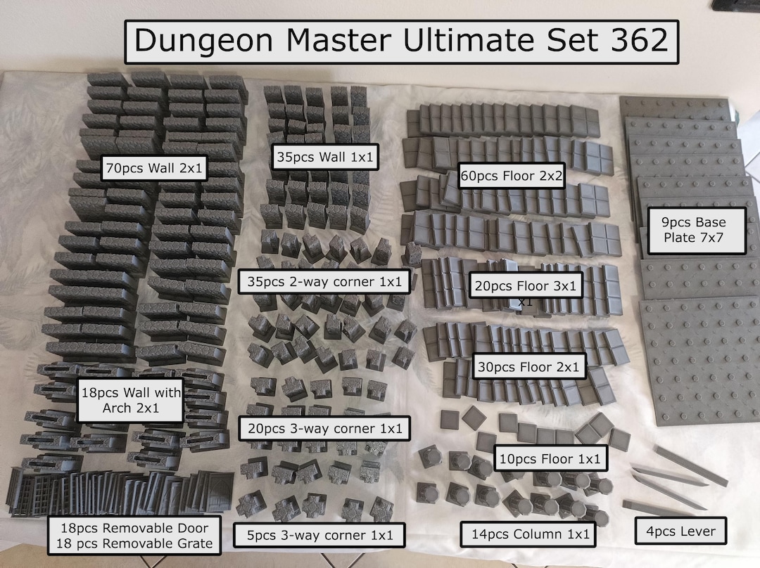 Modular Tile Set 362-piece Modular Dungeon Tiles Set: Softlock 3D D&D Terrain - Etsy