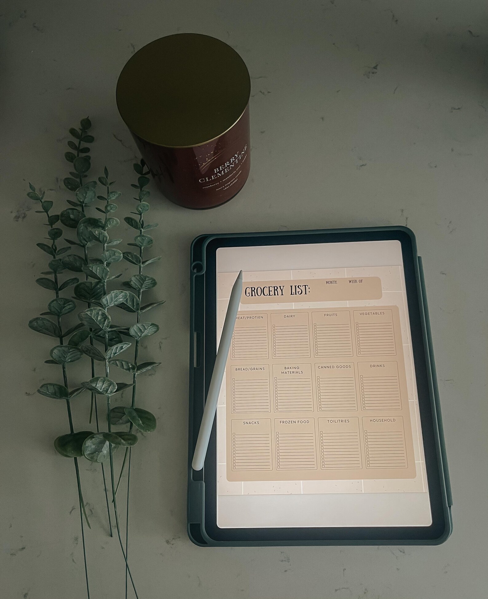 Digital Grocery List, Grocery List Template, Digital Planner, Goodnotes