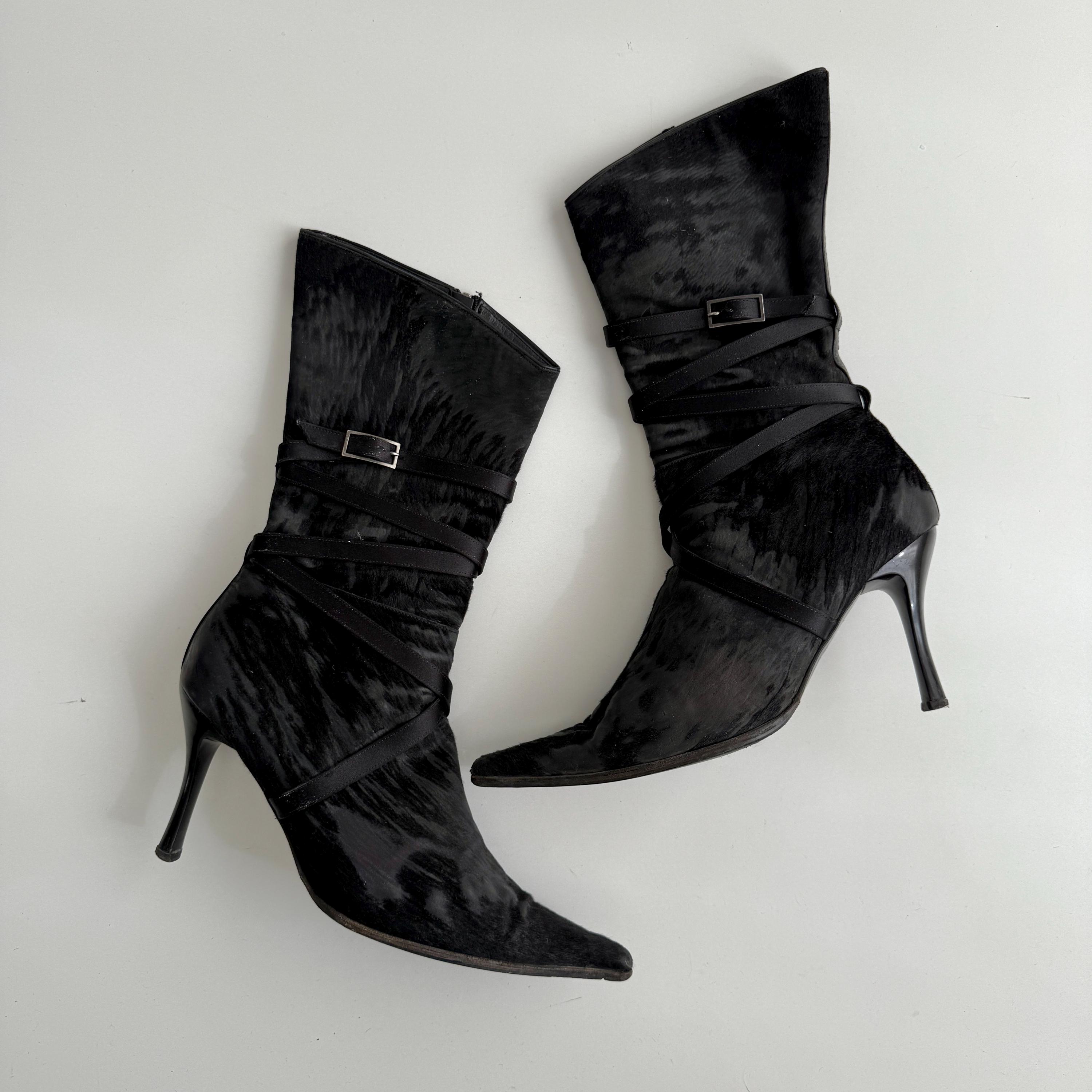 Women’s All Black Pony Hair Shoes Size 8 Fur Pony Hair Shoes - Etsy main image 4