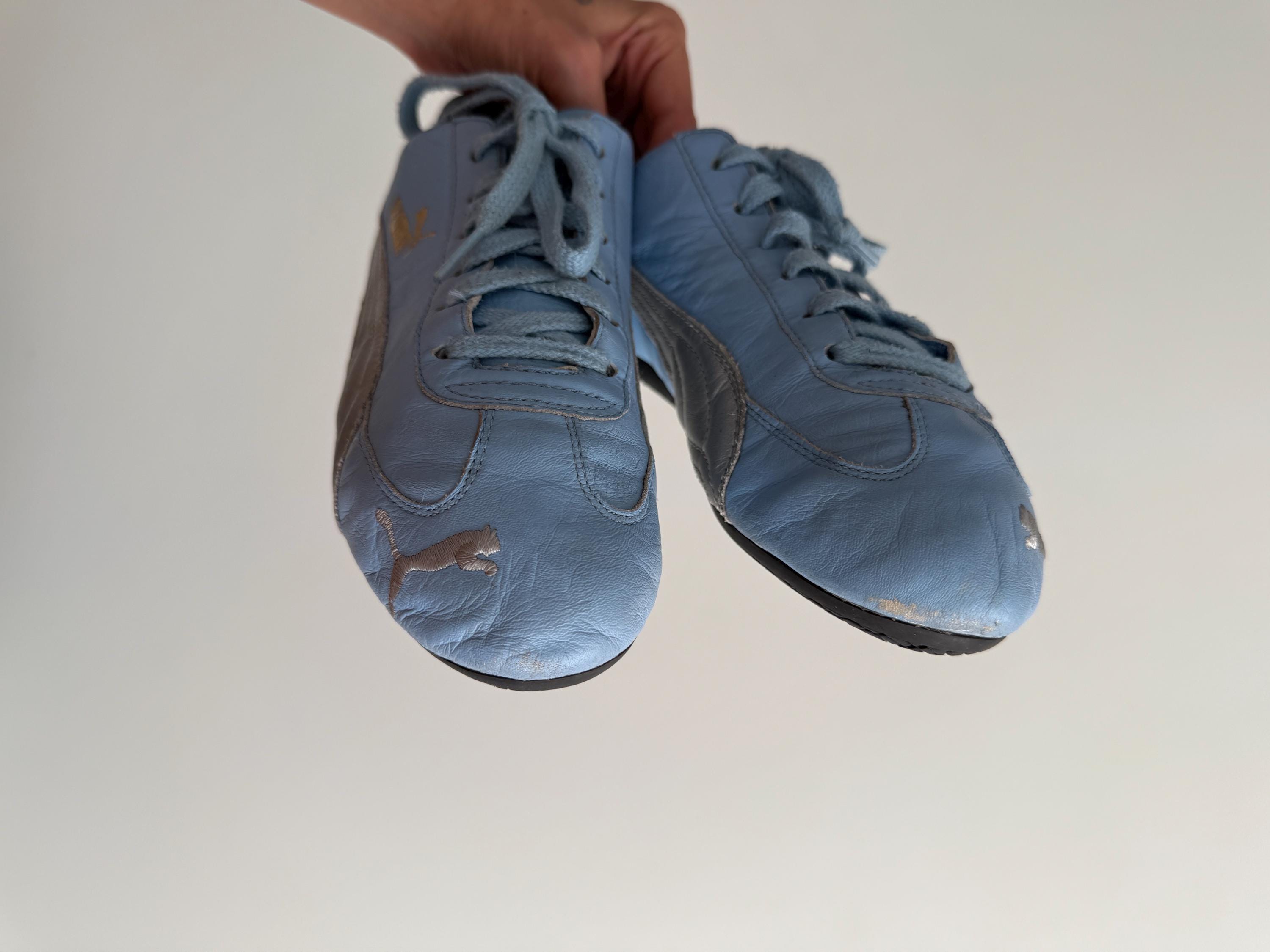 Rare Puma Speedcat Baby Light Blue and Silver Trainers / Vintage