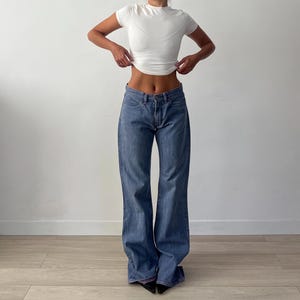 Vintage Diesel Purple Wide Flared Leg Jeans / Contrast Stitch High Rise Pants / Rare 00s Y2K / Made in Italy / Size 27