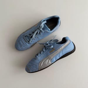 Rare Puma Speedcat Baby Light Blue and Silver Trainers / Vintage Archive Leather Low Metallic Sneakers / Y2K / Size Women’s EU 38 US 6
